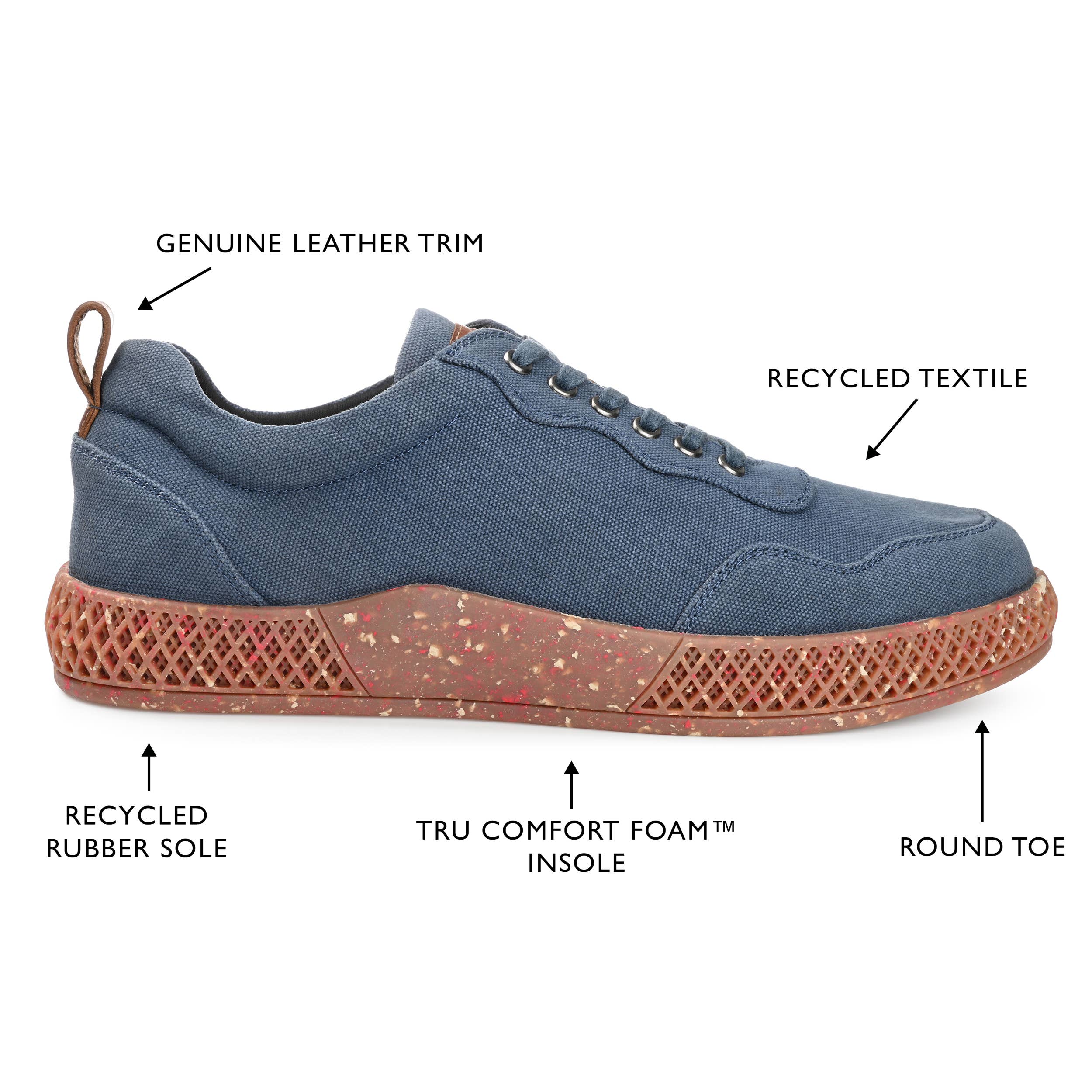 THOMAS & VINE Men's Navy Kemp Textile Lace-Up Sneaker | Recycled Rubber Sole | US Size 10