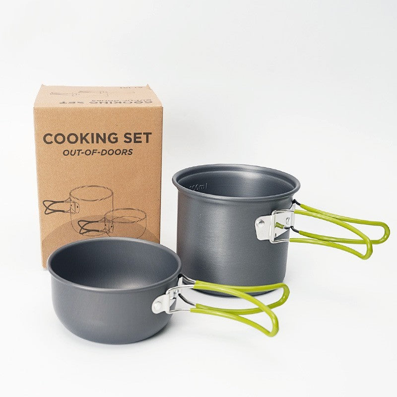 Durable Hard Alumina Portable Camping Pot and Cookware Set with Cover