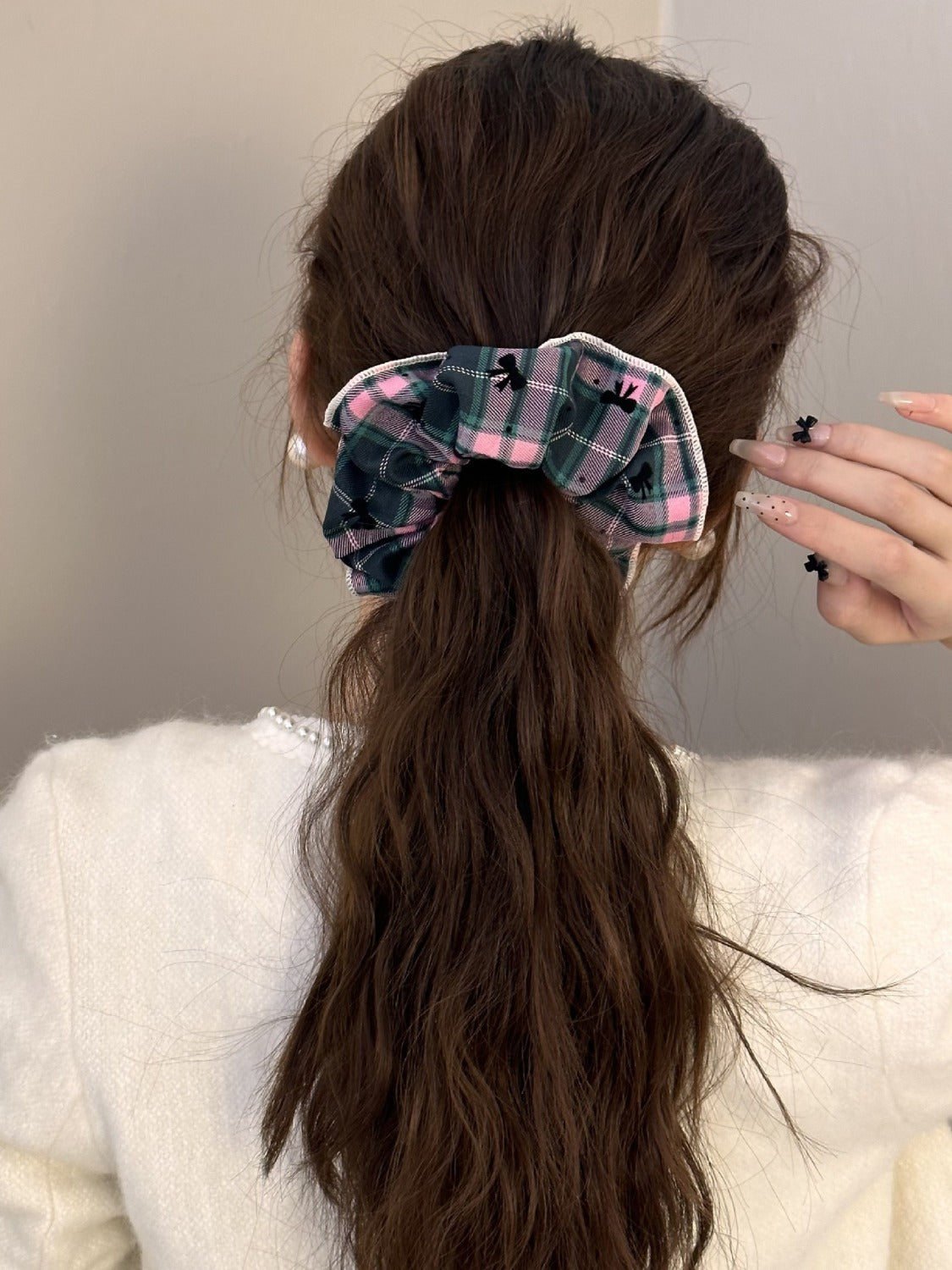 Plaid Elastic Hair Scrunchy Set - 3-Piece Durable Hair Ties