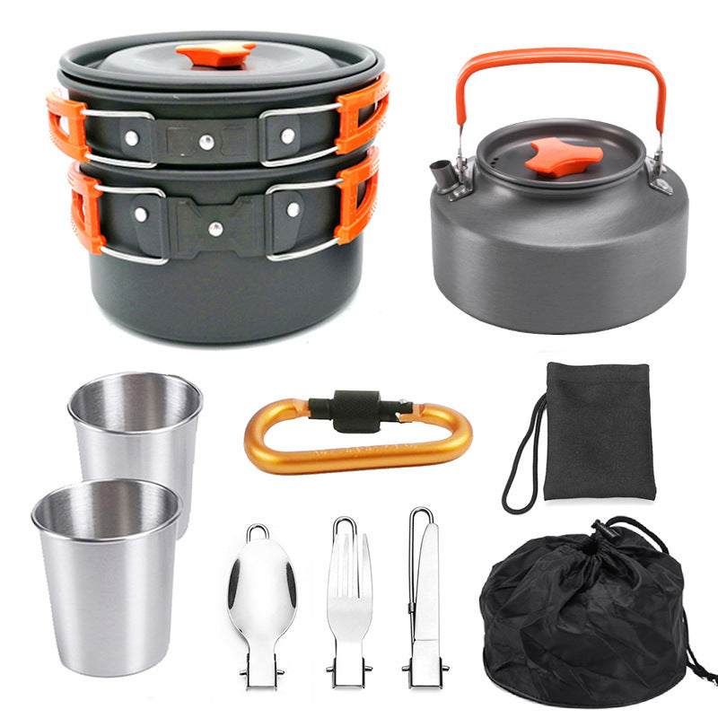 Camping Cookware Set | Portable Mess Kit with Stove | Lightweight Aluminum