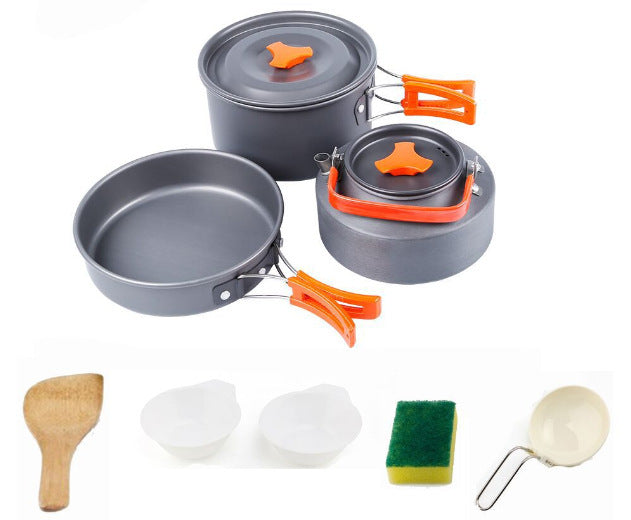 Camping Cookware Set | Portable Mess Kit with Stove | Lightweight Aluminum