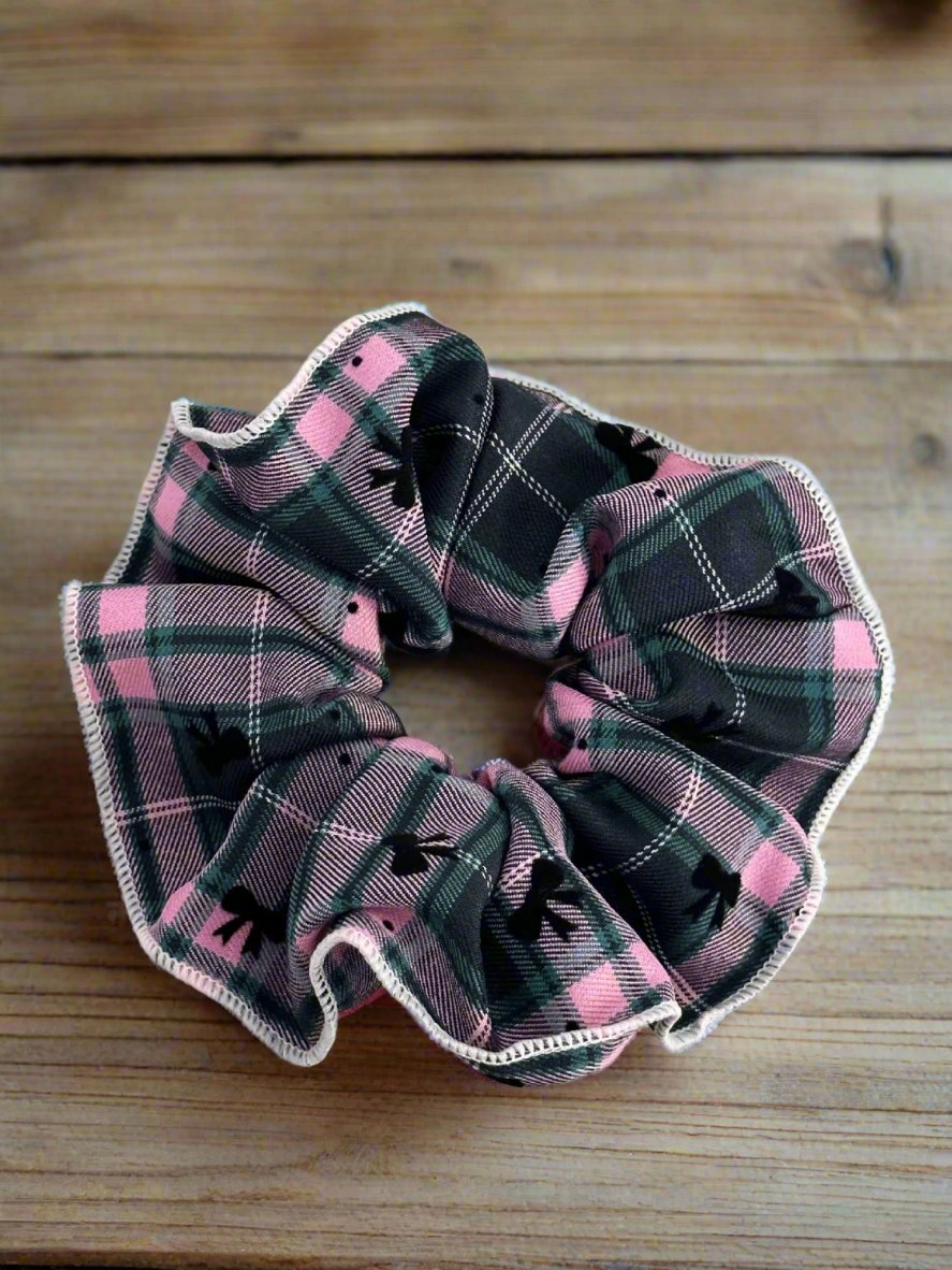 Plaid Elastic Hair Scrunchy Set - 3-Piece Durable Hair Ties