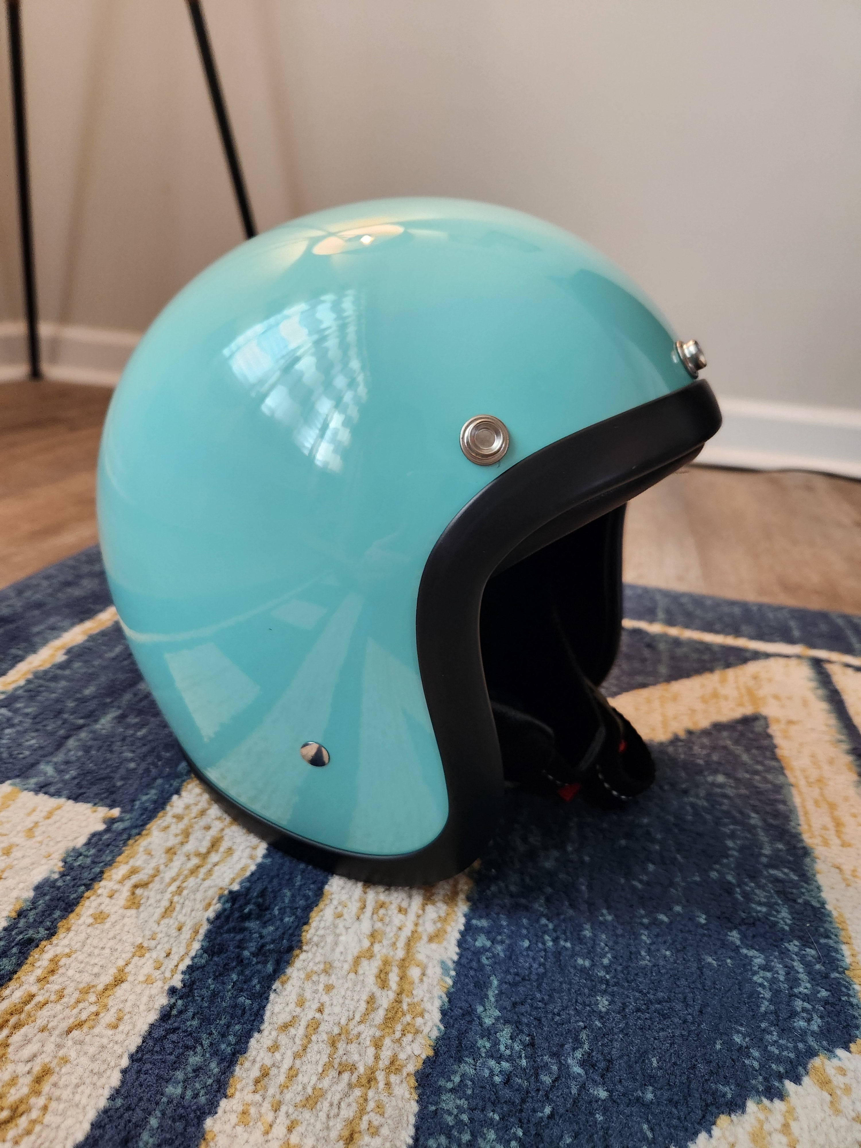 Vintage TT&CO Open Face Motorcycle Helmet with Removable Visor and Double Buckle Closure - DOT & ECE Certified