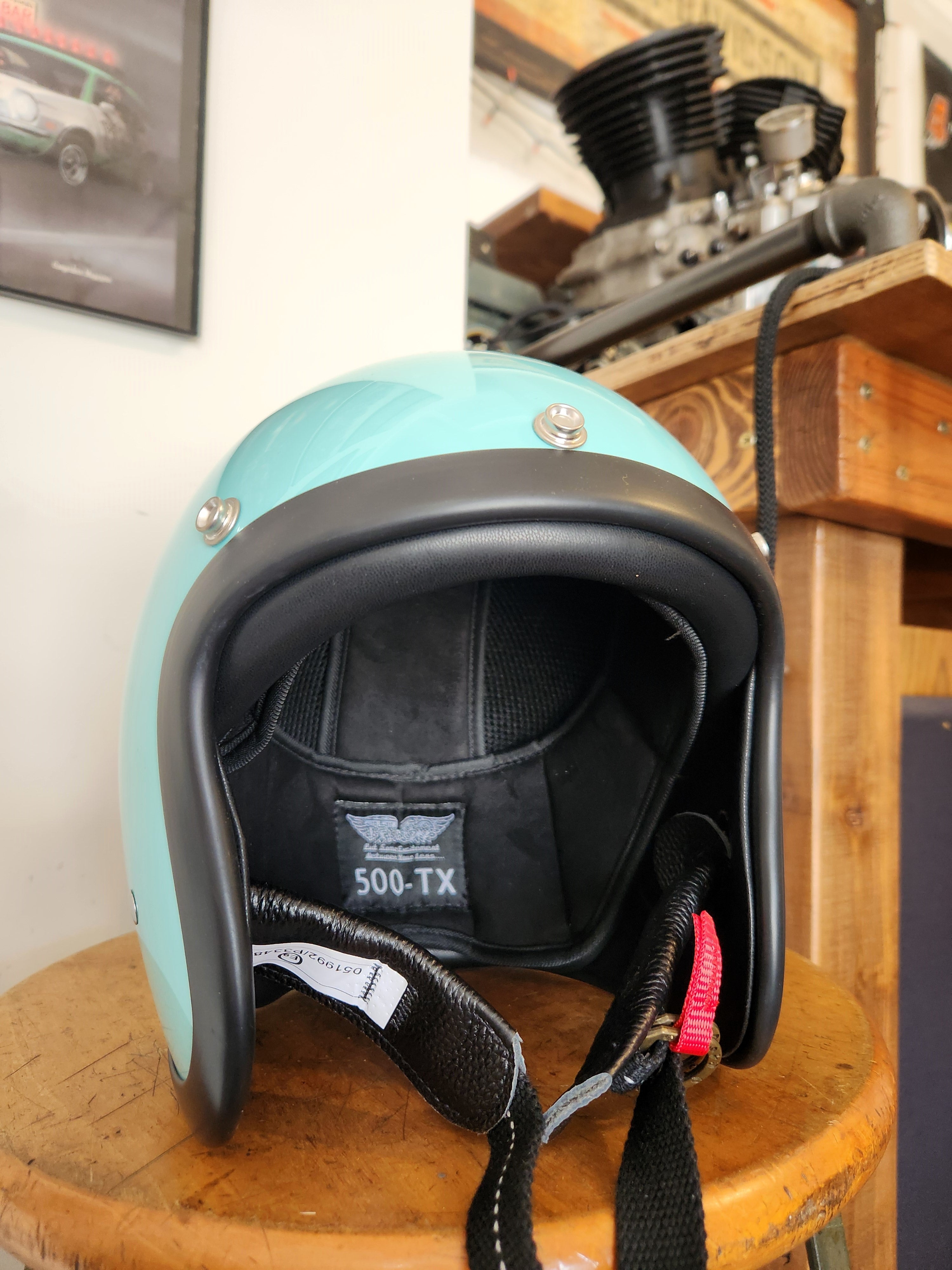 Vintage TT&CO Open Face Motorcycle Helmet with Removable Visor and Double Buckle Closure - DOT & ECE Certified