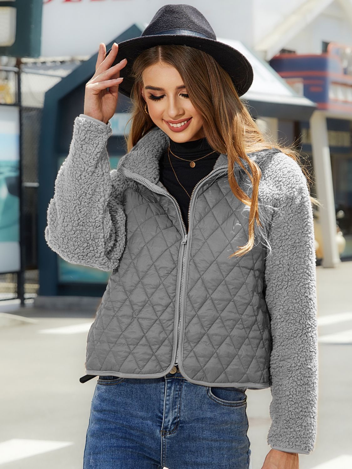 Stylish Women's Polyester Zip-Up Raglan Sleeve Jacket for All Seasons