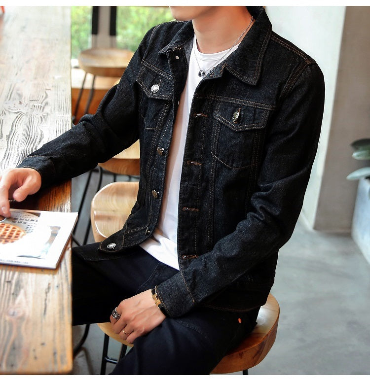 Men's High-Quality Denim Jacket with Pockets - Stylish and Durable Casual Outerwear