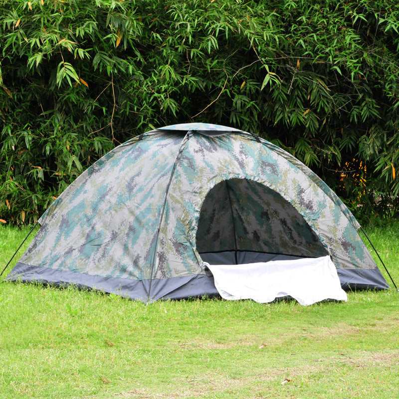 Double Camouflage Outdoor Camping Tent with Breathable Mesh Skylight and Waterproof Coating for 2 People