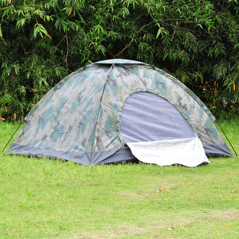 Double Camouflage Outdoor Camping Tent with Breathable Mesh Skylight and Waterproof Coating for 2 People