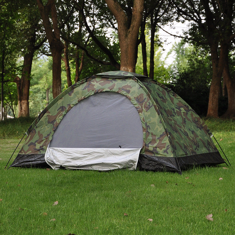 Double Camouflage Outdoor Camping Tent with Breathable Mesh Skylight and Waterproof Coating for 2 People