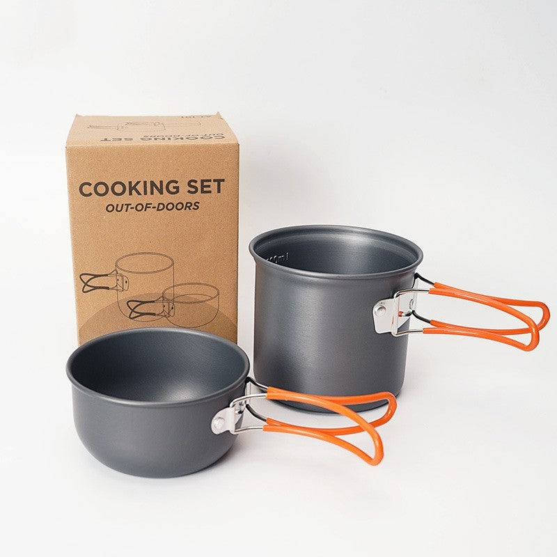 Durable Hard Alumina Portable Camping Pot and Cookware Set with Cover