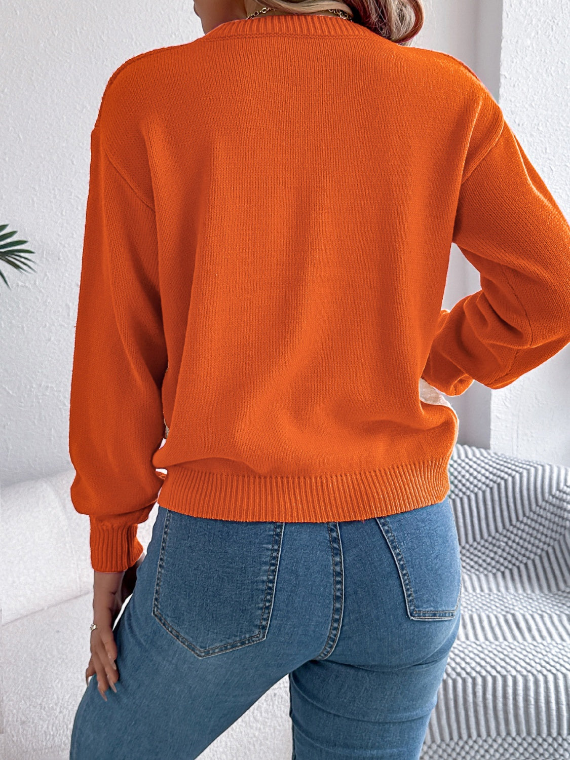 Women’s Classic Round Neck Long-Sleeve Knit Sweater | Soft Stretchy Acrylic Pullover