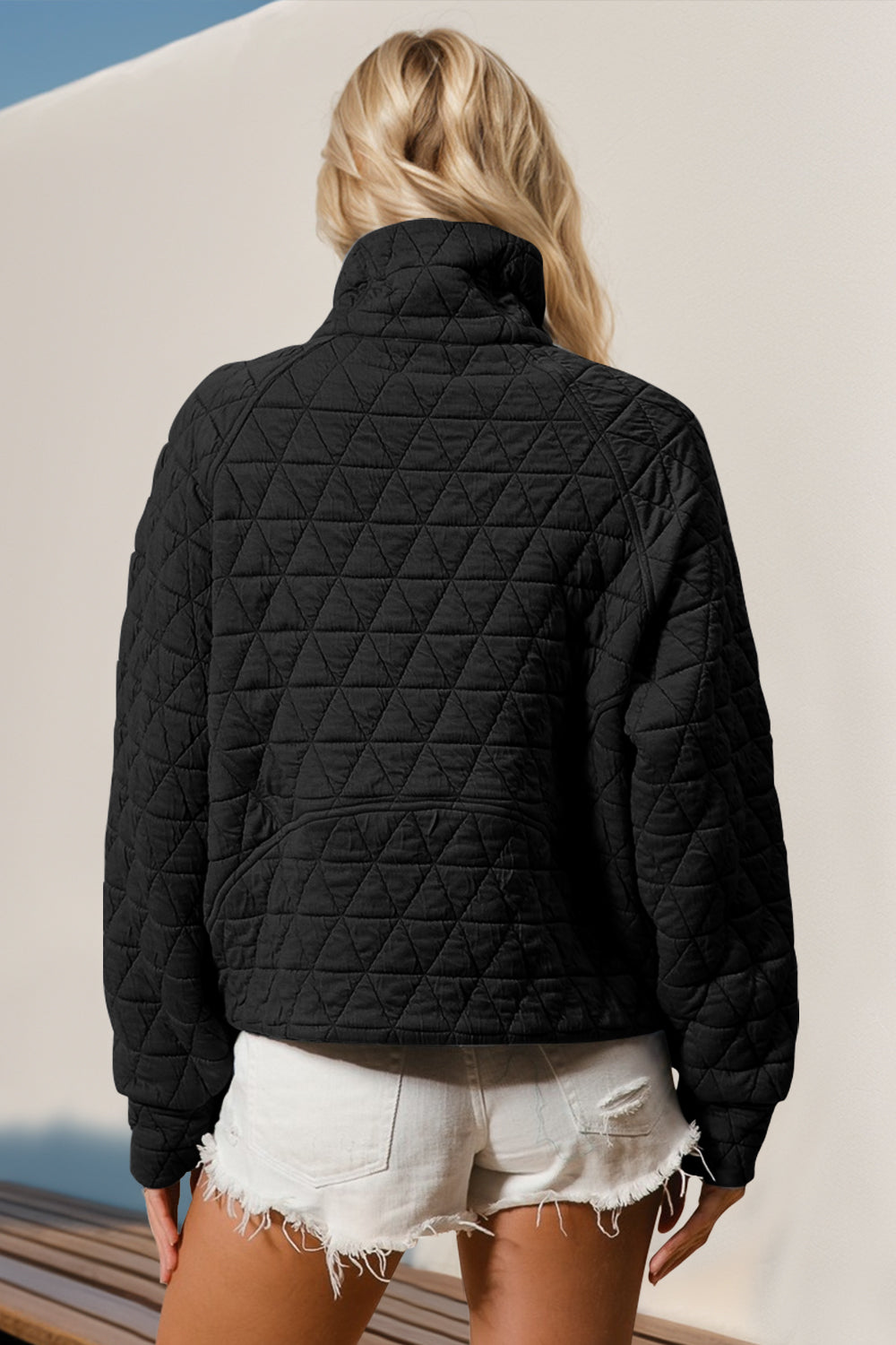 Double Take Women's Quilted Half Zip Sweatshirt with Pocket | Stylish Long Sleeve Pullover