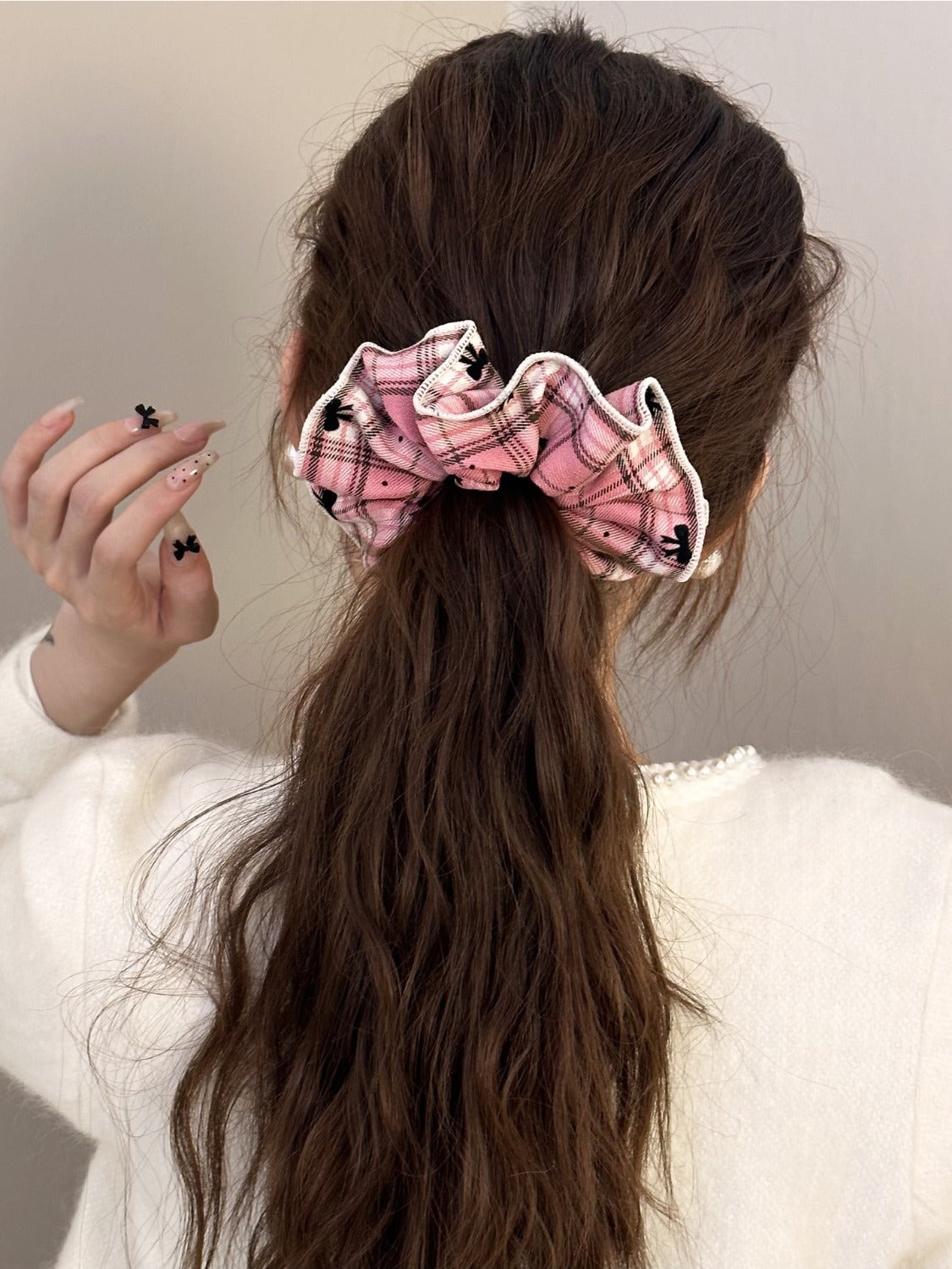 Plaid Elastic Hair Scrunchy Set - 3-Piece Durable Hair Ties