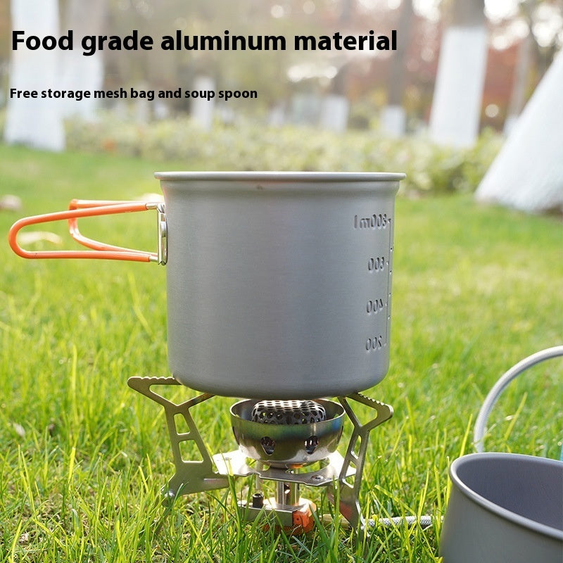 Durable Hard Alumina Portable Camping Pot and Cookware Set with Cover