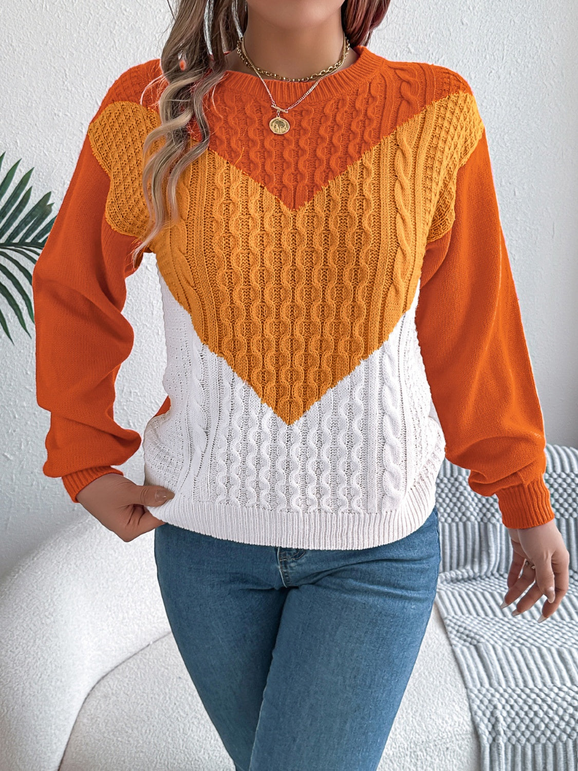 Women’s Classic Round Neck Long-Sleeve Knit Sweater | Soft Stretchy Acrylic Pullover