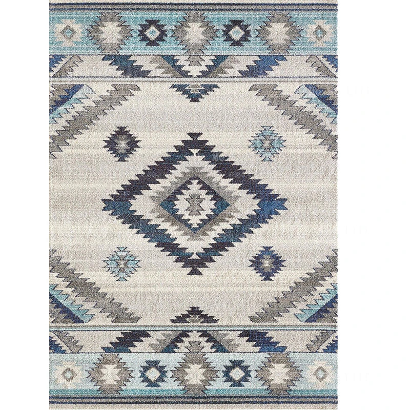 Southwestern Style Flannel Floor Rug - Durable and Soft with Faded Color Palette