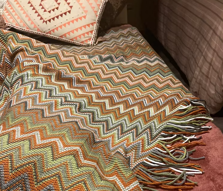 Retro Aztec Lightweight Blanket - Colorfast Polyester and Cotton Blend for Durability