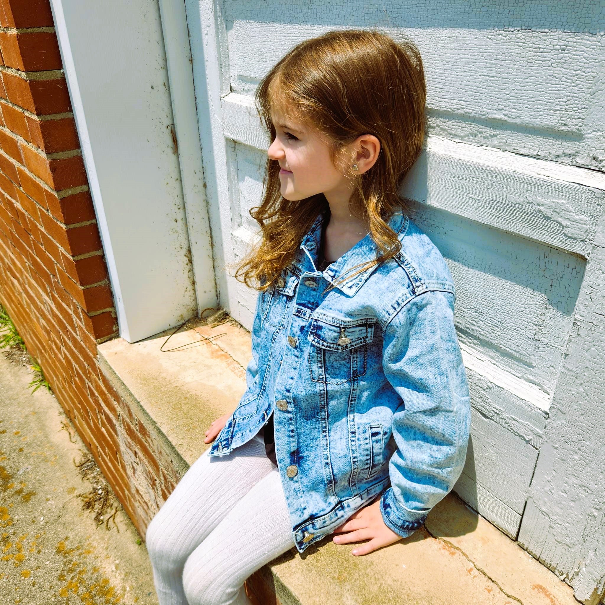 Kids Acid Washed Denim Jacket with Pockets - Unique Fashion Statement for Kids Available in Five Sizes