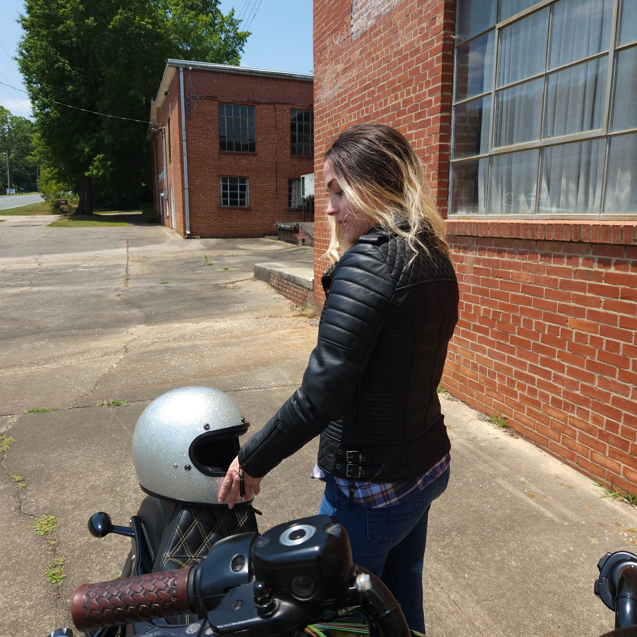 Leather Republic Ladies Black Lambskin Leather Jacket with Quilted Detail