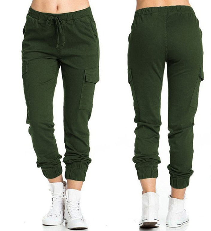 Women's Multi-Pocket Cargo Jogger Pants with Drawstring Elastic Waist - Comfortable Sports and Casual Streetwear Pants