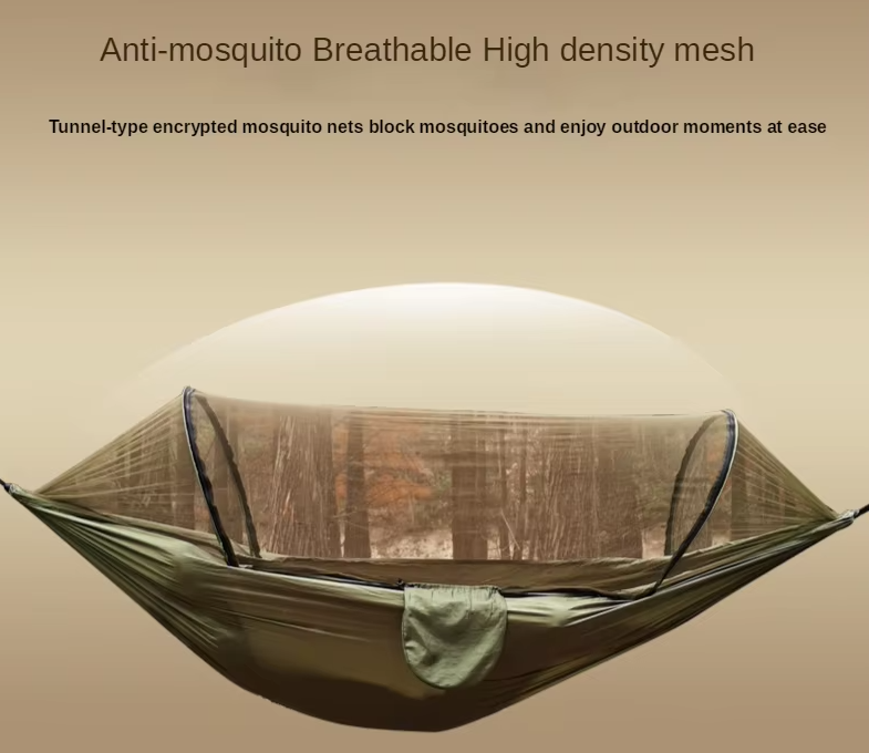 Camping Hammock with Mosquito Net - Automatic Quick-Open and Anti-Rollover Feature - 260x140cm