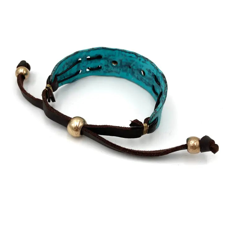 Lunar Deer Turquoise Stone Native Arrow Rope Western Cuff Bracelet