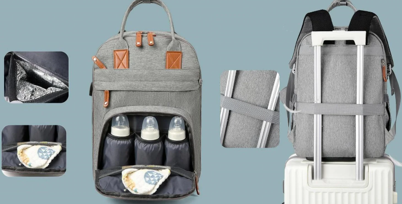 Multi-Functional Diaper Bag Backpack: Includes Changing Pad - Pacifier Holder and Stroller Straps for Easy Travel