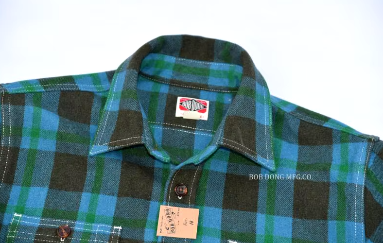 Classic Men's BOB DONG Wool Plaid Button Down Shirt with Pockets - Long Sleeve Warmth