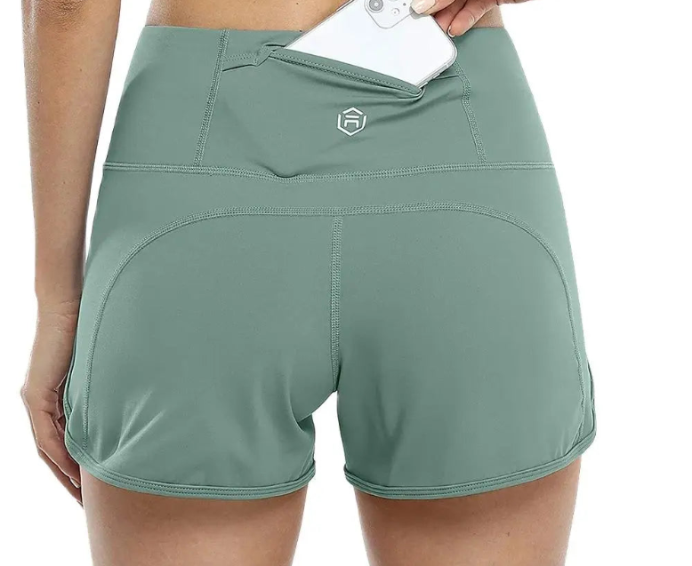 Women's Athletic Shorts for Yoga - Running - Jogging - Gym - Fitness - Mid-Waist - Soft - Breathable - Back Pockets - Sports Shorts