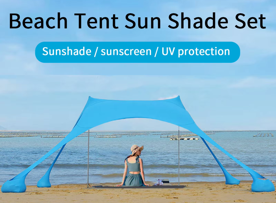 Beach Shade Tent - Lightweight - Water-Resistant and Windproof One-Piece Canopy for Outdoor Adventures