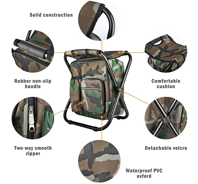 Durable Multifunctional Camping Backpack with Foldable Seat - 600D Oxford Cloth PVC Shell - Steel Pipe Structure - Lightweight and Versatile