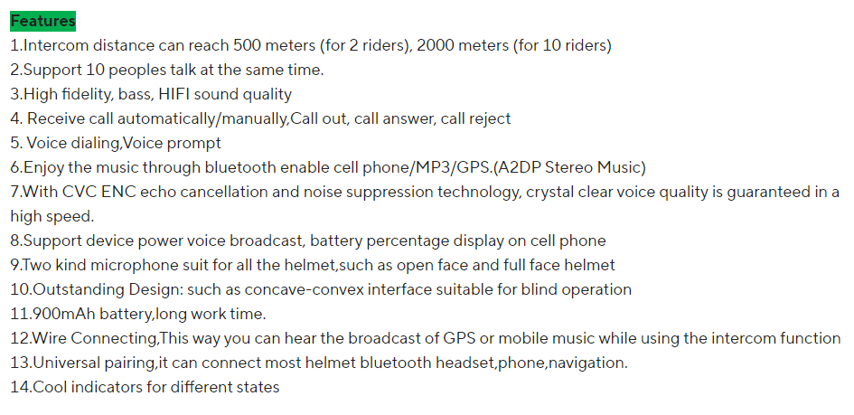 Fodsports M1-S Pro Helmet Intercom Bluetooth Headset with Noise Reduction - Waterproof Wireless Motorcycle Headset