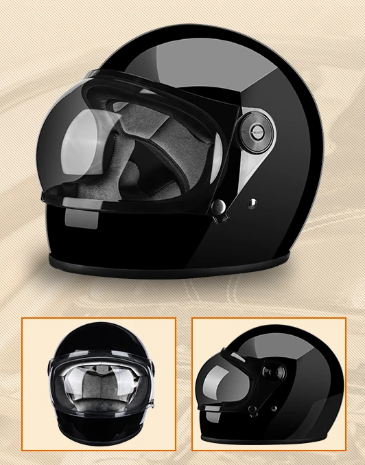 Full Face Motorcycle Helmet with Bubble Shield Visor - DOT Certified - Anti-Fall Protection - Wear-Resistant ABS Material - Breathable