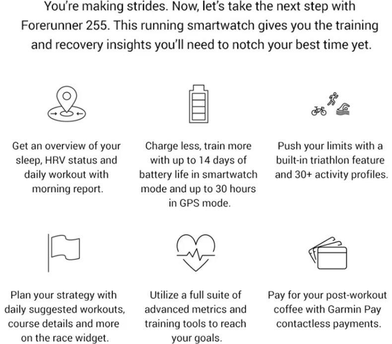 Garmin Forerunner 255 GPS Smart Watch / Heart Rate - Blood Oxygen - HRV Tracking - GPS / Multi-Sport Tracker for Athletes