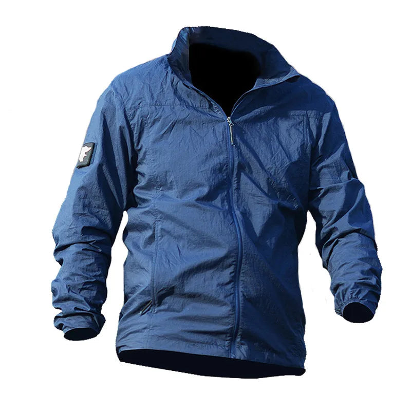 Quick Dry Waterproof Hooded Tactical Jacket for Men - Thin Windbreaker with Sunscreen Protection