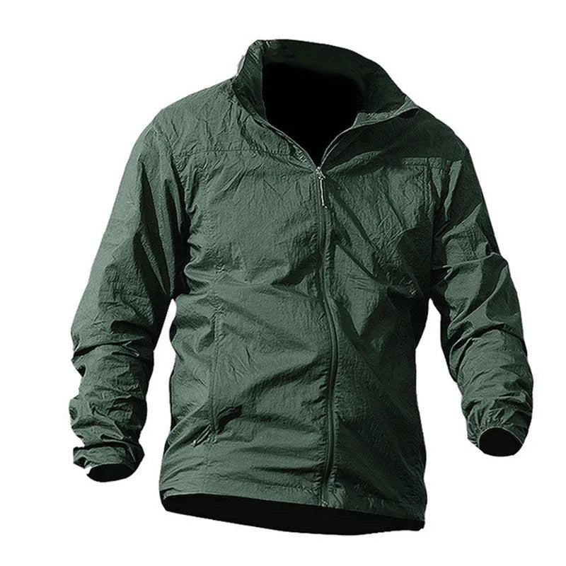 Quick Dry Waterproof Hooded Tactical Jacket for Men - Thin Windbreaker with Sunscreen Protection