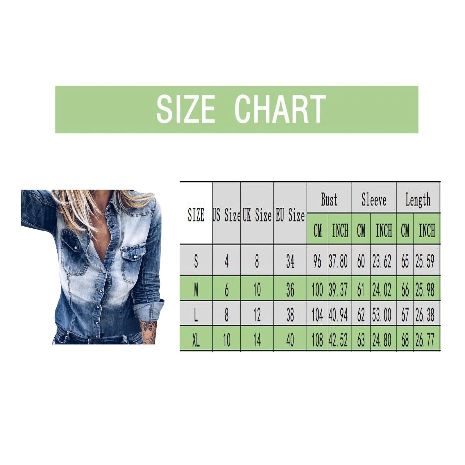 Vintage Denim Shacket for Women - Button Collar and Single-Breasted Closure Shirt Jacket