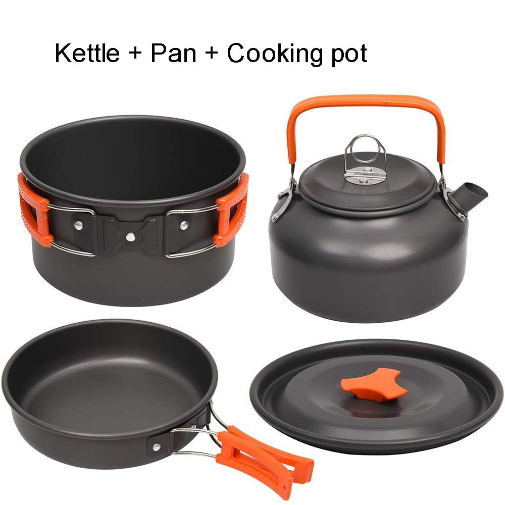 Premium Aluminum Outdoor Camping Cookware Set - 3pc or 11pc Mess Kit for 2-3 People - Lightweight Non-Stick Portable