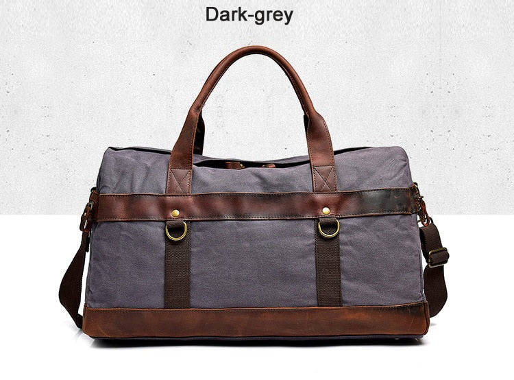 FANCODI Waterproof Waxed Canvas Genuine Leather Travel Duffle Bag Durable