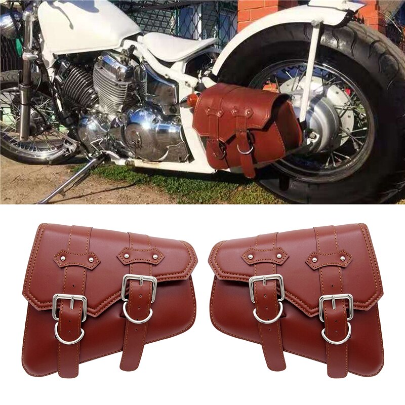 Durable Waterproof PU Leather Motorcycle Saddle Bags 2PC for Sportster XL883 & 1200