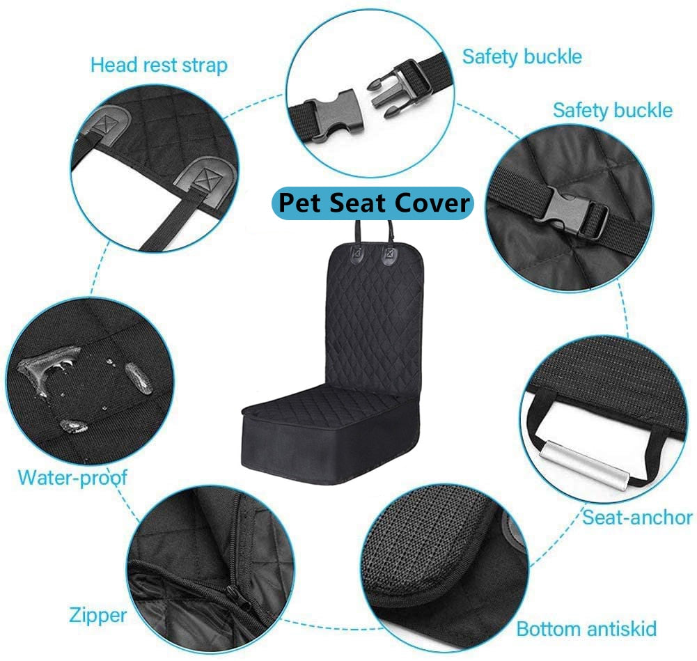 Foldable Waterproof Pet Transporter Basket Car Seat Cover with Adjustable Tightening and Buckle - Ideal for Pets up to 17lbs