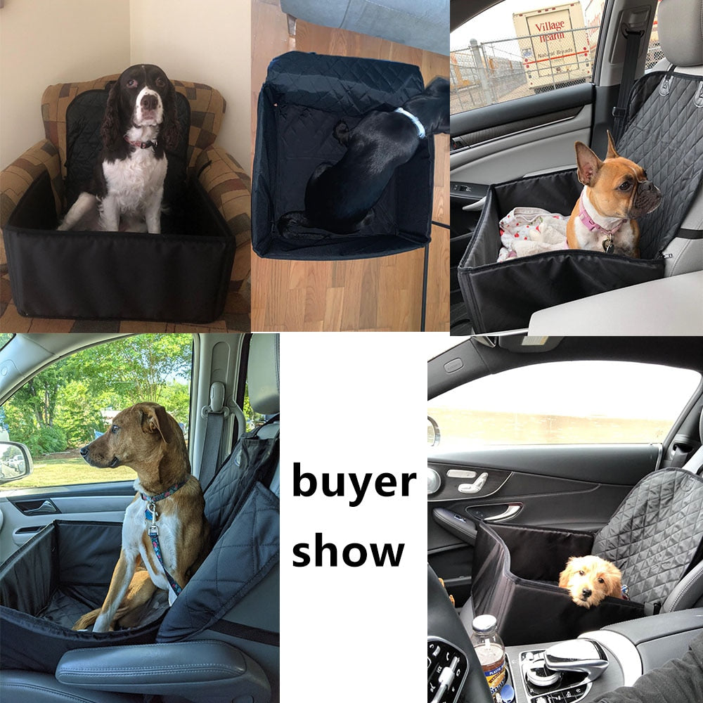 Foldable Waterproof Pet Transporter Basket Car Seat Cover with Adjustable Tightening and Buckle - Ideal for Pets up to 17lbs