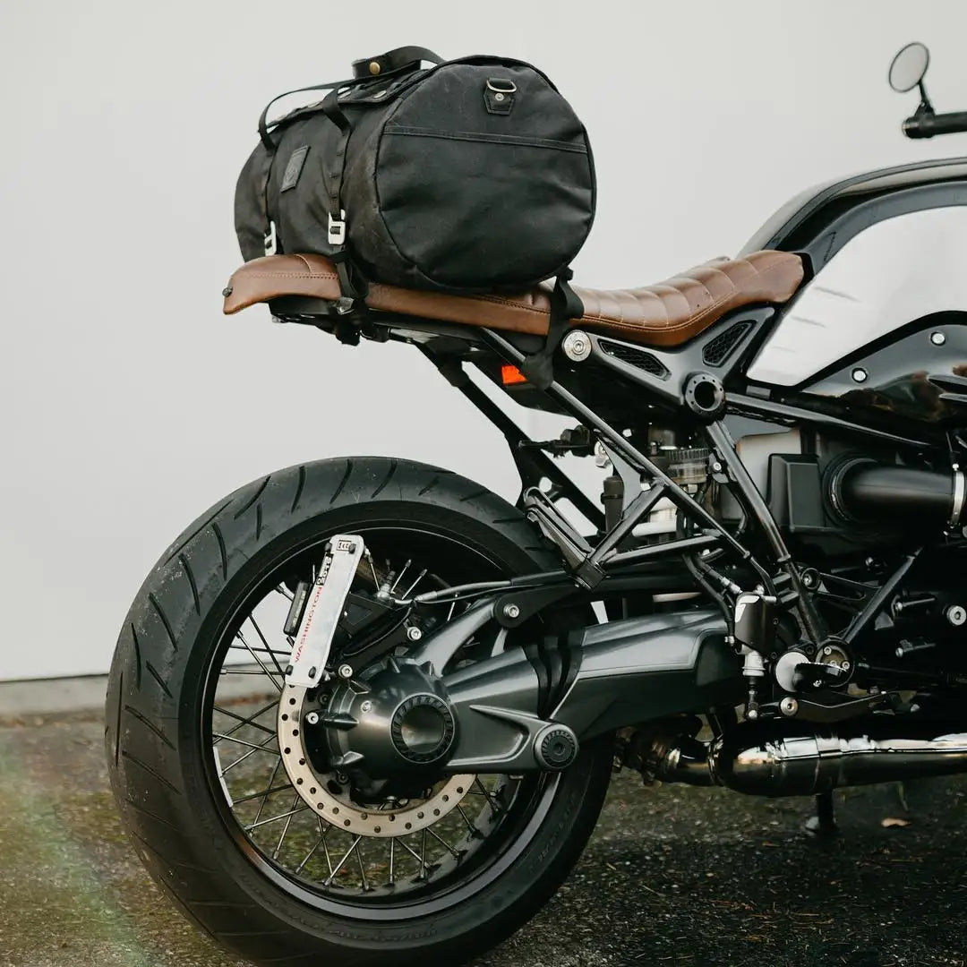 Vintage-Style Motorcycle Travel Bag with Oil Wax Canvas and Leather