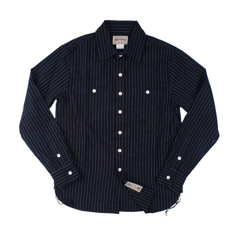 Men's Vintage Striped Long Sleeve 100% Pre-shrunk Cotton Slim Fit Shirt - Timeless Western Workwear Style