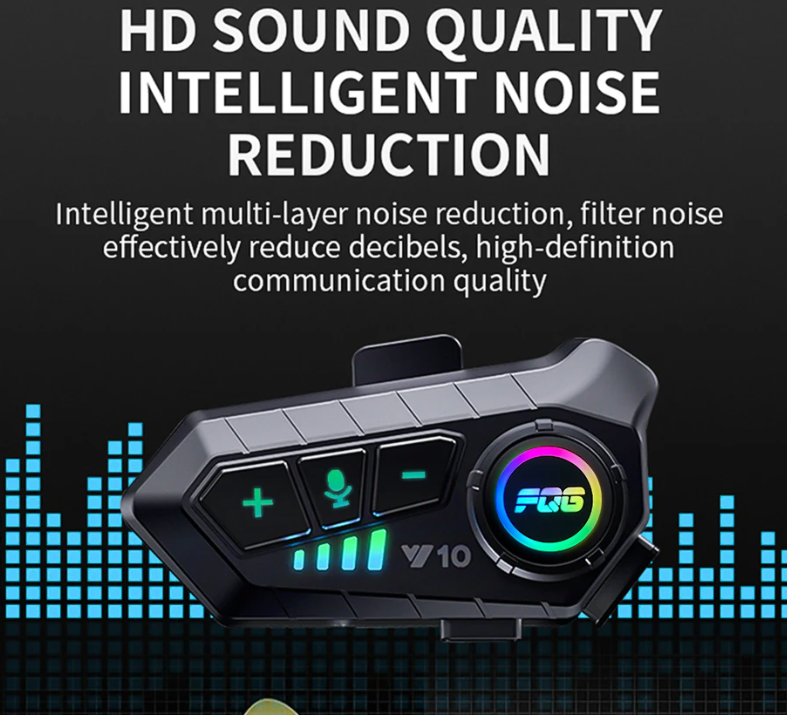 Motorcycle Helmet Bluetooth Headset with Voice Control - Waterproof and Noise Reduction - 500m Intercom Distance - Music Player and Speaker