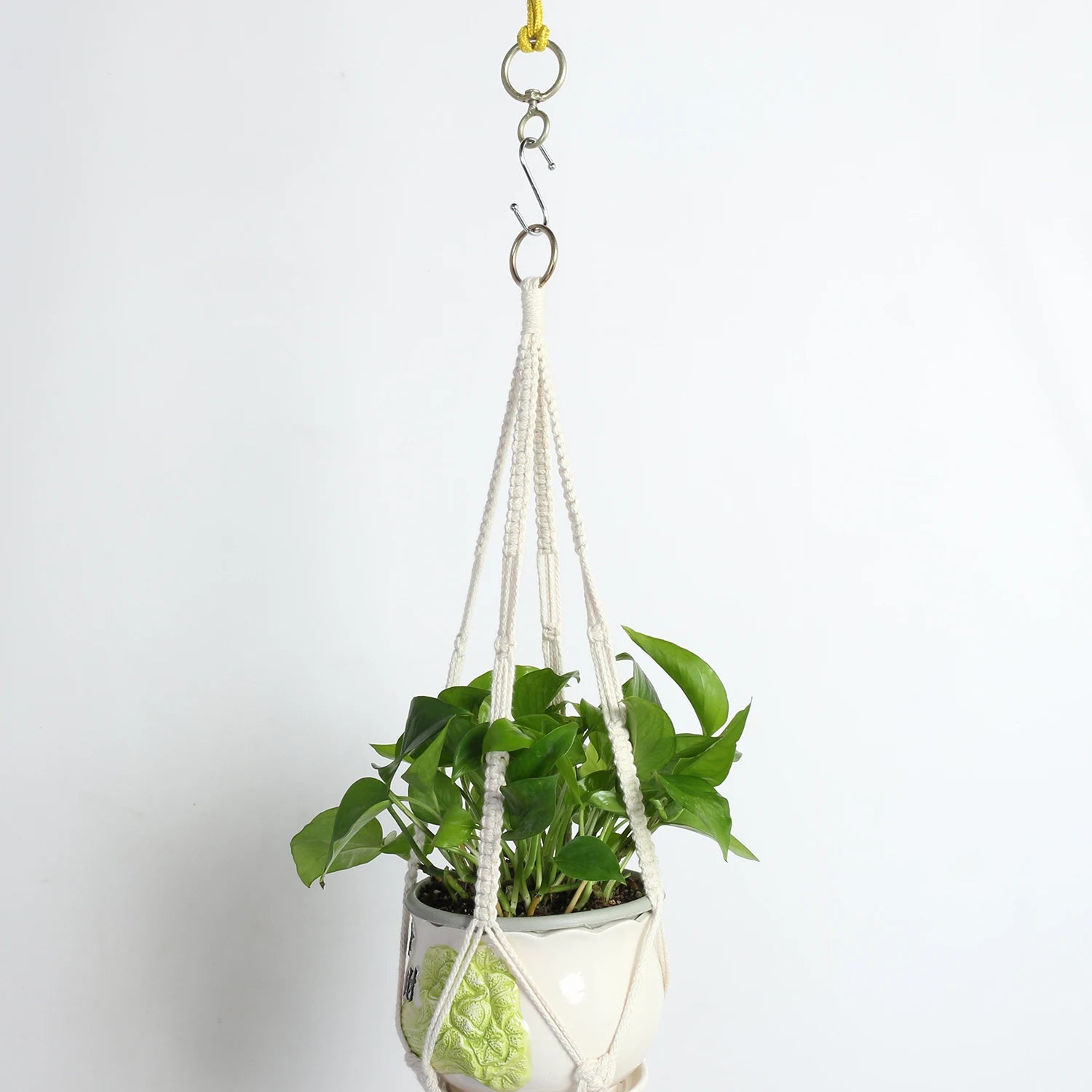 Macrame Double Plant Hanger | 2-Tier Cotton Rope Hanging Planter with 4 Legs | 67-Inch Indoor/Outdoor Decor for Pots of All Sizes