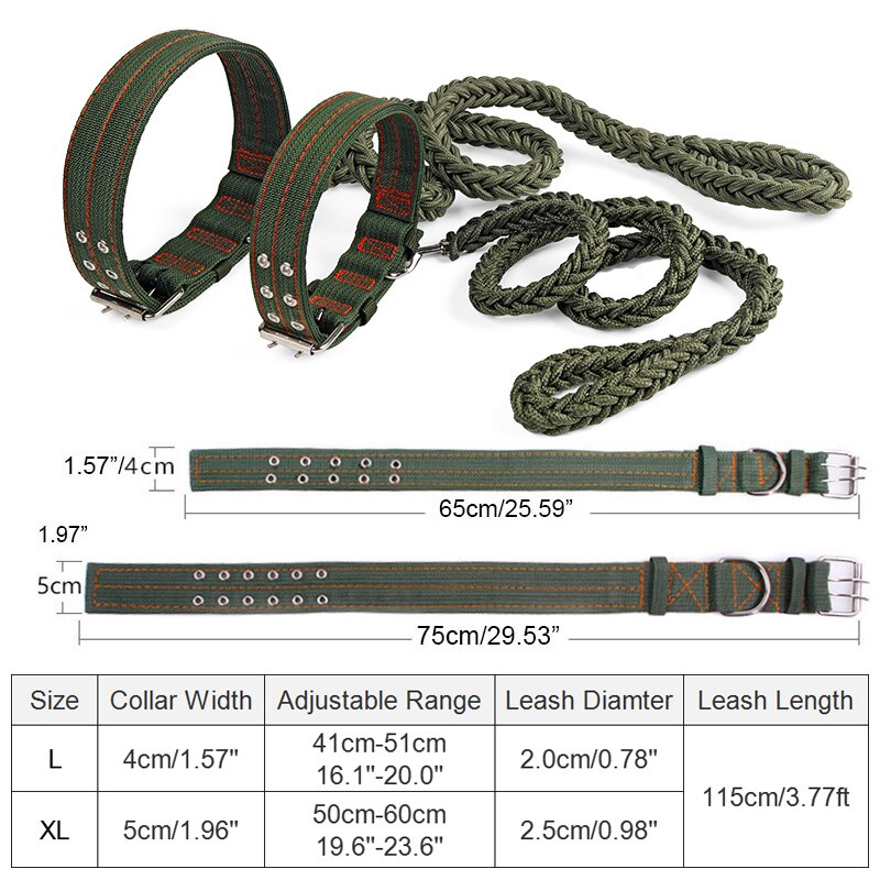 Strong Nylon Dog Leash with Canvas Adjustable Collar for Medium and Large Dogs - Durable and Secure Lead Set