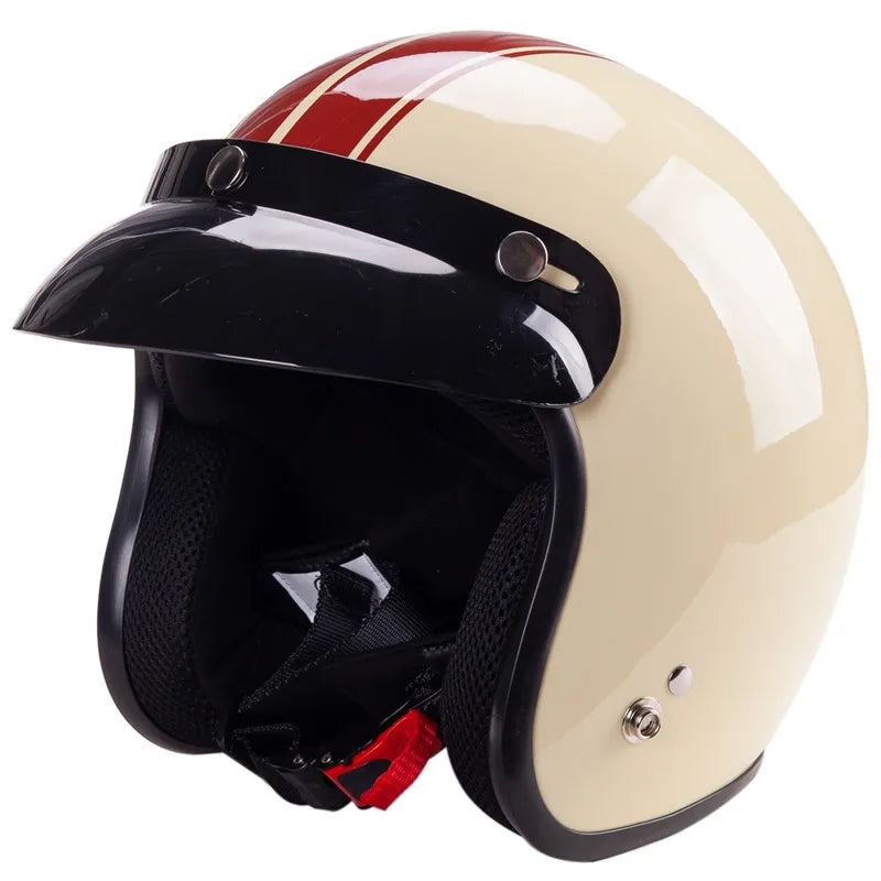 Classic Low Profile Open Face 3/4 Helmet with Visor and DOT/ECE Certification - ZOMBIES RACING ZR-207