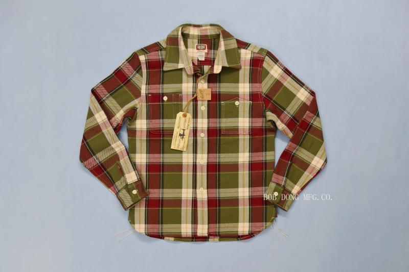 Men's BOB DONG Ultra Heavy Plaid Workwear Long Sleeve Shirt - Sturdy Twill Fabric and Classic Plaid Design