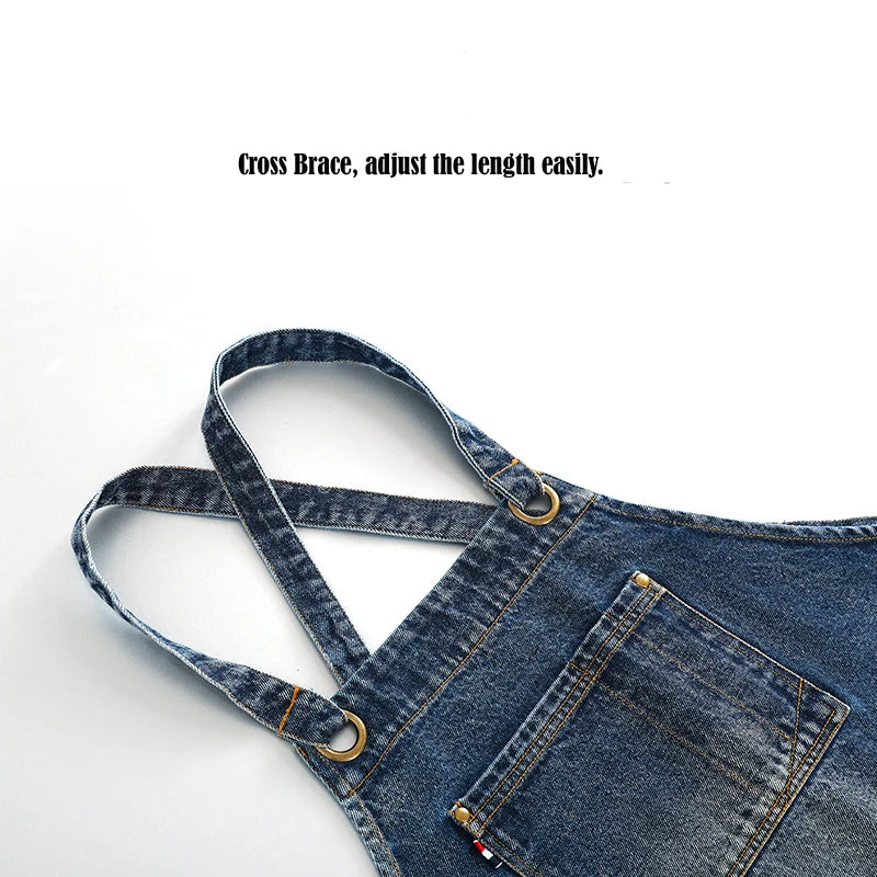 Premium Thick Denim Apron for Men & Women | Stylish Sleeveless Work Apron with Pockets